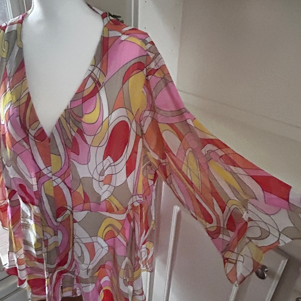 Ashley Stewart Bathingsuit Coverup Swim top Lightweight Plus Curvy Retro Sz 22 - Picture 10 of 13
